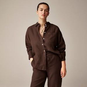 Camisas J.Crew Étienne oversized Mujer Chocolate Oscuro España | QYPDNI468