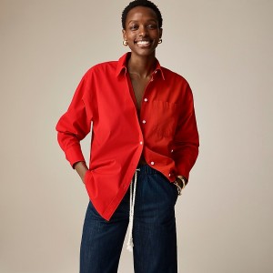 Camisas J.Crew Étienne oversized Mujer Rojas España | ZYKDLW098