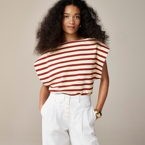 Camiseta J.Crew Boatneck muscle cotton Mujer Carter Stripe Sands Bur España | QZJLKF340