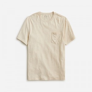 Camiseta J.Crew Broken-in short-sleeve pocket Hombre Hthr Ecru España | QYPLOM083