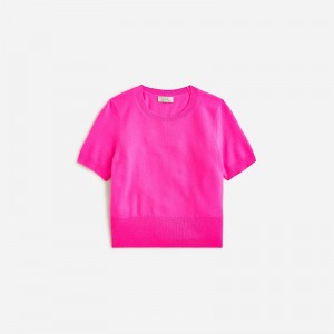 Camiseta J.Crew Cashmere shrunken Mujer Neon Flamingo España | IXSCUY387