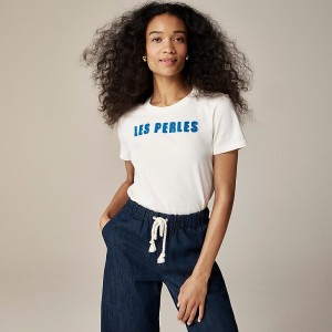 Camiseta J.Crew Classic-fit "Les perles" graphic Mujer Le Pearl España | ILSZDY631