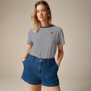 Camiseta J.Crew Classic-fit embroidered strawberry Mujer Embroidered Strawberry España | NUEBTI109