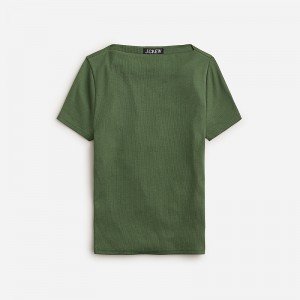 Camiseta J.Crew Fine-rib fitted boatneck Mujer Verde España | PSHLEI608