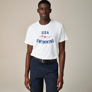 Camiseta J.Crew Limited-edition USA Swimming® X J.Crew Broken-in graphic Hombre Blancas España | RJSDVF709