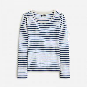 Camiseta J.Crew Long-sleeve crewneck vintage rib Mujer Paloma Stripe Natural H España | SBLJHP306