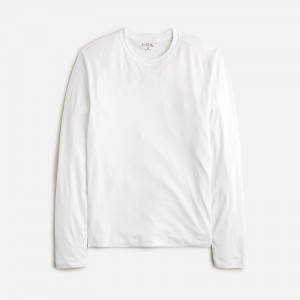 Camiseta J.Crew Long-sleeve performance with COOLMAX® technology Hombre Blancas España | DKUAJQ210