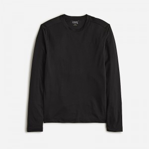 Camiseta J.Crew Long-sleeve performance with COOLMAX® technology Hombre Negras España | CPUFQH837