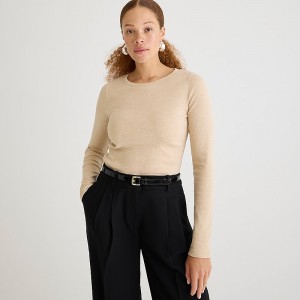 Camiseta J.Crew Perfect-fit long-sleeve crewneck Mujer Hthr Camel España | JXTUIS053