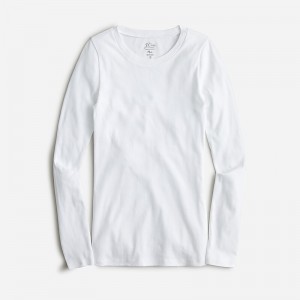 Camiseta J.Crew Perfect-fit long-sleeve crewneck Mujer Blancas España | THKMIW657
