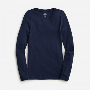 Camiseta J.Crew Perfect-fit long-sleeve crewneck Mujer Azul Marino España | IAYNFK695