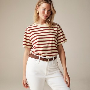 Camiseta J.Crew Pima cotton relaxed Mujer Carter Stripe Sands Bur España | HSXZBK938