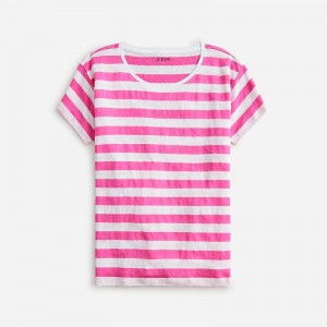 Camiseta J.Crew Relaxed Mujer Montauk Stripe Neon Fla España | HJDSIE539