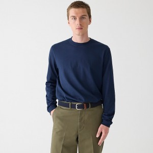 Camiseta J.Crew Relaxed long-sleeve premium-weight cotton Hombre Azul Marino Oscuro España | FSKLUA123