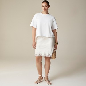 Camiseta J.Crew Relaxed premium-weight cropped Mujer Blancas España | RJOTFK318