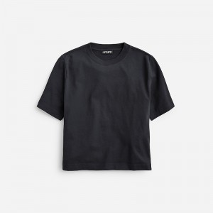 Camiseta J.Crew Relaxed premium-weight cropped Mujer Negras España | DTGWQI139