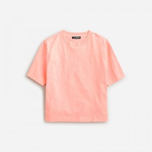 Camiseta J.Crew Relaxed premium-weight cropped Mujer Brilliant Peony España | GKUAEB729
