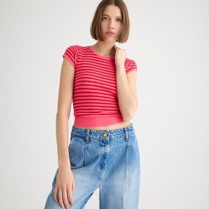 Camiseta J.Crew Ribbed featherweight cashmere Mujer Dragonfruit Cardinal España | NSEWIQ860