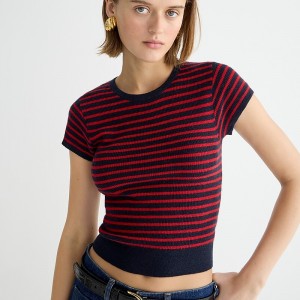Camiseta J.Crew Ribbed featherweight cashmere Mujer Azul Marino España | BOAHLG342