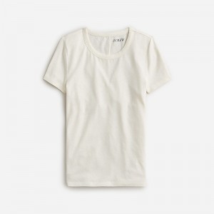 Camiseta J.Crew Stretch linen-blend crewneck Mujer Ivory España | RTNVAI703