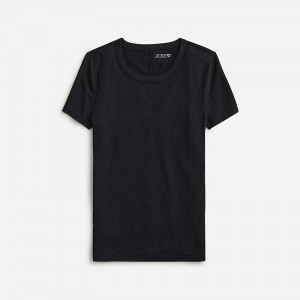 Camiseta J.Crew Stretch linen-blend crewneck Mujer Negras España | BUVMEN509