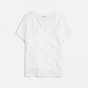 Camiseta J.Crew Vintage jersey classic-fit V-neck Mujer Blancas España | NMHVZL437