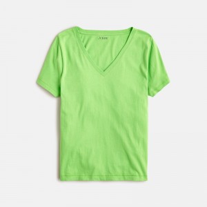 Camiseta J.Crew Vintage jersey classic-fit V-neck Mujer Lime Juice España | URJWTI436