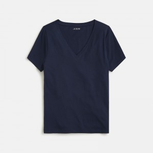 Camiseta J.Crew Vintage jersey classic-fit V-neck Mujer Azul Marino España | TKEUHN986