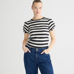 Camiseta J.Crew Vintage jersey puff-sleeve Mujer Negras España | GRIZBN673