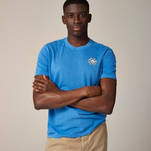 Camiseta J.Crew Vintage-wash cotton graphic Hombre Azules España | CXNKRY097