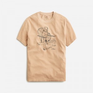 Camiseta J.Crew Vintage-wash cotton graphic Hombre Tan Adirondack Dog Grap España | FSVRGT549