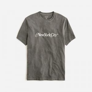 Camiseta J.Crew Vintage-wash cotton graphic Hombre Negras España | ZNHURM630