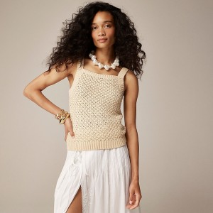 Camiseta sin Manga J.Crew Basket-stitch sweater Mujer Buff Clay España | SZVNYD485