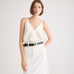 Camiseta sin Manga J.Crew Carrie V-neck camisole silk Mujer Ivory España | NCBALZ492