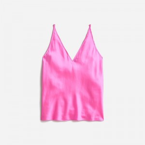 Camiseta sin Manga J.Crew Carrie V-neck camisole silk Mujer Radiant Flamingo España | AUIXLT957