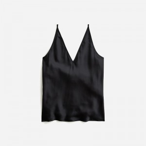 Camiseta sin Manga J.Crew Carrie V-neck camisole silk Mujer Negras España | UIWYAM238