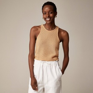 Camiseta sin Manga J.Crew Cashmere pointelle Mujer Kaki España | JXOPNY082