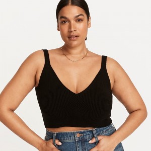 Camiseta sin Manga J.Crew Cashmere-blend cropped sweater Mujer Negras España | ZOFSXR891