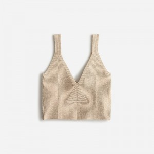 Camiseta sin Manga J.Crew Cashmere-blend cropped sweater Mujer Hthr Stone España | OZPUIB928