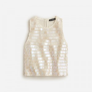 Camiseta sin Manga J.Crew Crochet sequin Mujer Natural España | KLQHIE085