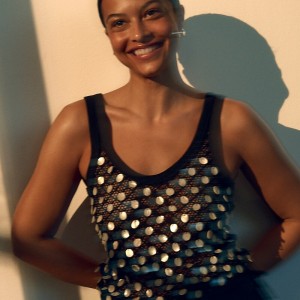 Camiseta sin Manga J.Crew Crochet shell-embroidered Mujer Negras España | LRCIET359