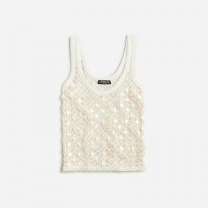 Camiseta sin Manga J.Crew Crochet shell-embroidered Mujer Ivory España | XHAWOR350