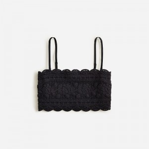 Camiseta sin Manga J.Crew Cropped crochet tube Mujer Negras España | ZKRDBA617