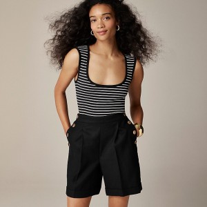 Camiseta sin Manga J.Crew Cropped fine rib scoopneck Mujer Negras España | JLTRHG071