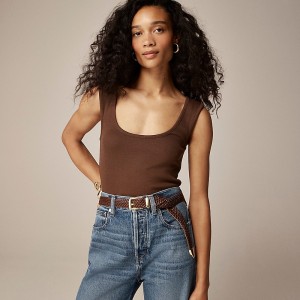 Camiseta sin Manga J.Crew Cropped fine rib scoopneck Mujer Verde Menta España | CHMGIR579