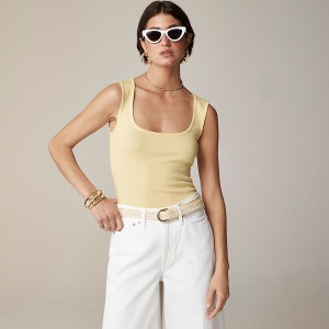 Camiseta sin Manga J.Crew Cropped fine rib scoopneck Mujer Sunflower Sands España | AVWIPL879
