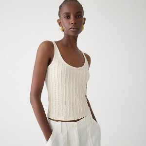 Camiseta sin Manga J.Crew Embellished vintage rib Mujer Natural España | ISPCEY526