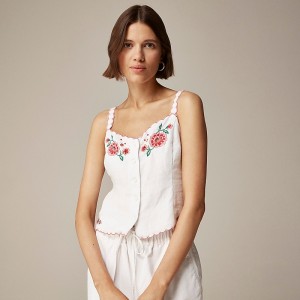 Camiseta sin Manga J.Crew Embroidered Mujer Blancas España | JGXLPI401