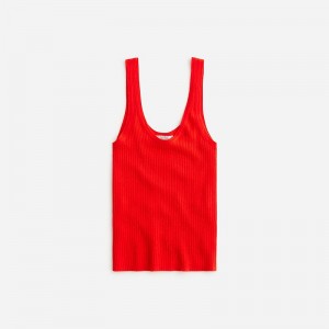 Camiseta sin Manga J.Crew Featherweight cashmere ribbed Mujer Rojas España | KUIGCQ401