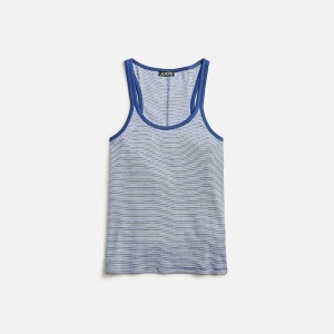 Camiseta sin Manga J.Crew Fine rib racerback Mujer Micro Feeder Cove Ivory España | QILJUZ621